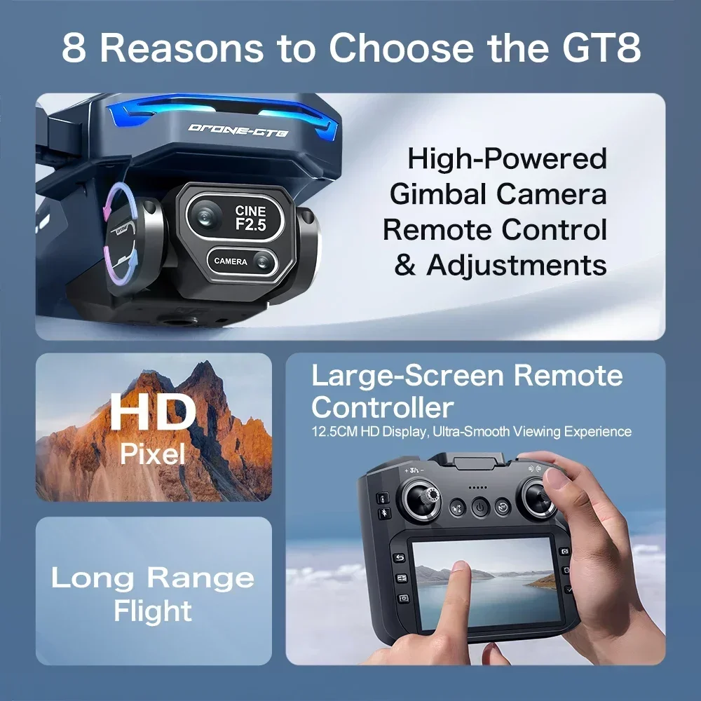 Drone 4K HD GT8 Camera Obstacl - Drone Gt8 Rc 评论和价格