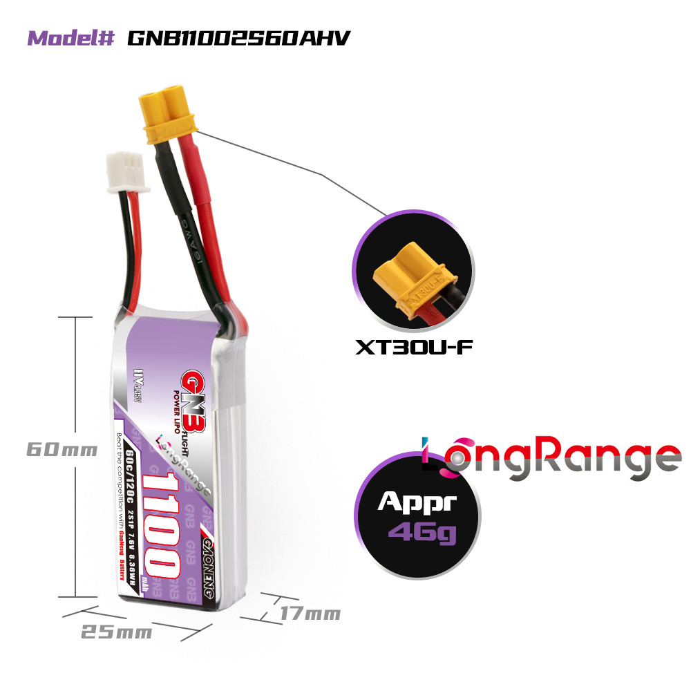 GNB 1100mAh 2S 3S 4S 6S 60C/12 - Drone Rc Leading 评论和价格