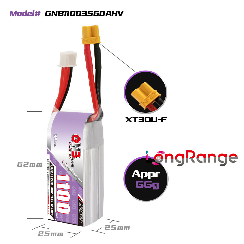 GNB 1100mAh 2S 3S 4S 6S 60C/12 - Drone Rc Leading 评论和价格